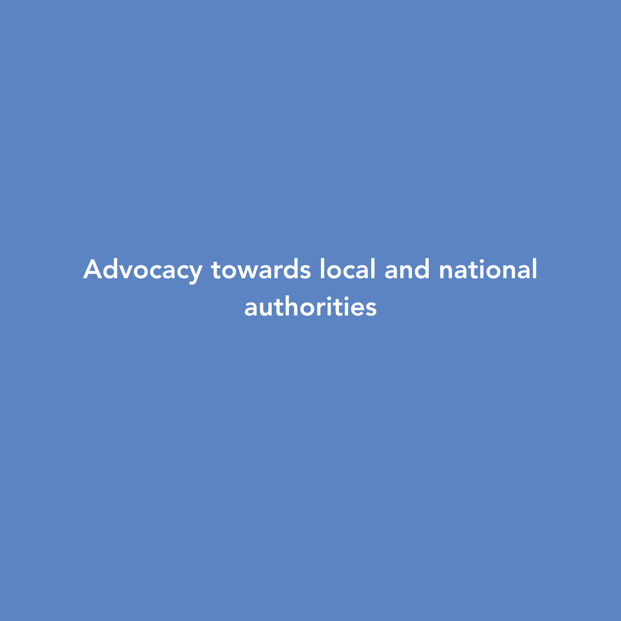 advocacy with local and national authorities